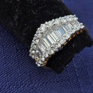 GOLD OVERLAY on 925 SILVER CZ DIAMOND RING